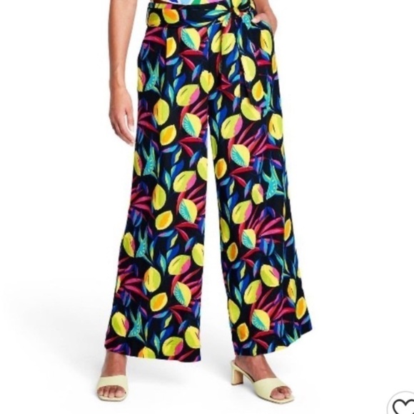 Tabitha Brown for Target Pants - Tabitha Brown Linen 🍋 Lemon Print Wide-Leg Pants XXS NWT